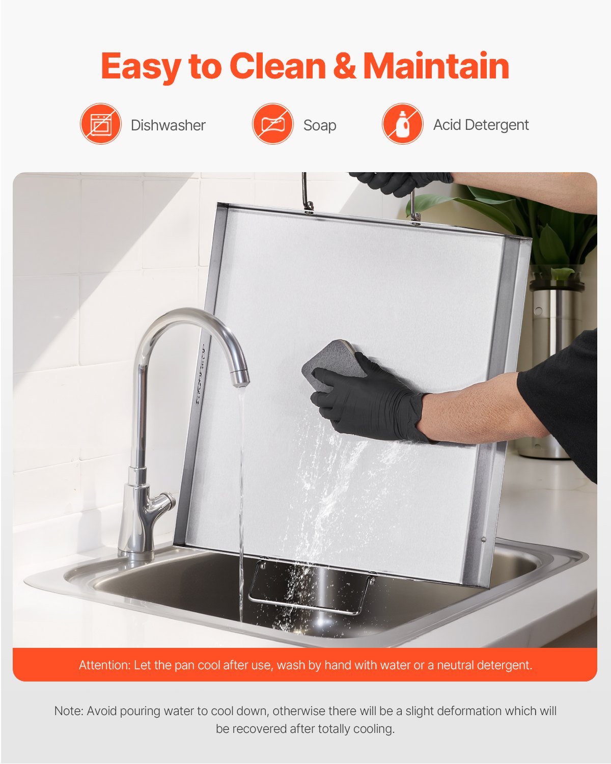 Edelstahl-Grillplatte, 45,7 x 40,6 cm (18 x 16 Zoll), universelle flache rechteckige Platte, Gasgrill-Grillplatte für BBQ-Grill, Teppanyaki, tragbares Familienkochgeschirr mit Griff, für Camping, Grillpartys