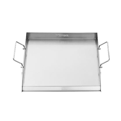 Edelstahl-Grillplatte, 45,7 x 40,6 cm (18 x 16 Zoll), universelle flache rechteckige Platte, Gasgrill-Grillplatte für BBQ-Grill, Teppanyaki, tragbares Familienkochgeschirr mit Griff, für Camping, Grillpartys