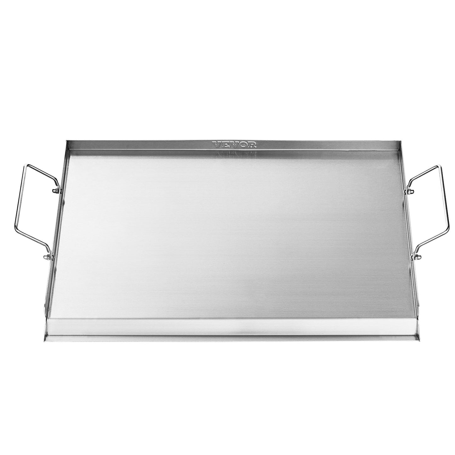 Edelstahl-Grillplatte, 58 x 41 cm (23 x 16 Zoll), universelle flache rechteckige Platte, Gasgrill-Grillplatte für BBQ-Grill, Teppanyaki, tragbares Familienkochgeschirr mit Griff, für Camping, Grillpartys