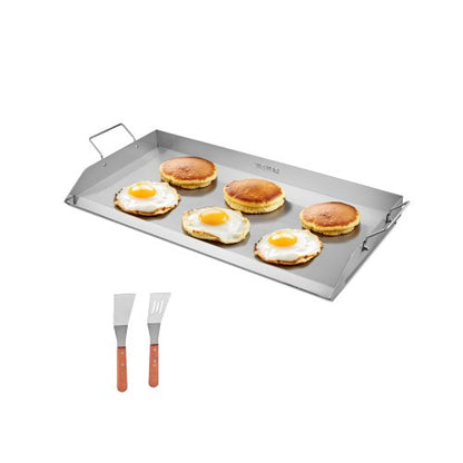 Edelstahl-Grillplatte, 81 x 41 cm (32 x 16 Zoll), universelle flache rechteckige Platte, Gasgrill-Grillplatte für BBQ-Grill, Teppanyaki, tragbares Familienkochgeschirr mit Griff, für Camping, Grillpartys