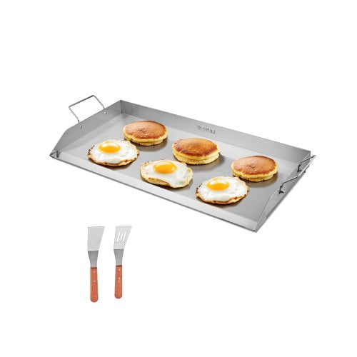 Edelstahl-Grillplatte, 81 x 41 cm (32 x 16 Zoll), universelle flache rechteckige Platte, Gasgrill-Grillplatte für BBQ-Grill, Teppanyaki, tragbares Familienkochgeschirr mit Griff, für Camping, Grillpartys