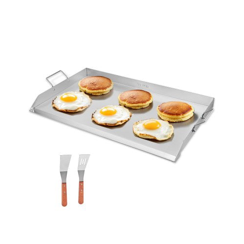 Edelstahl-Grillplatte, 91 x 56 cm (36 x 22 Zoll), universelle flache rechteckige Platte, Gasgrill-Grillplatte für BBQ-Grill, Teppanyaki, tragbares Familienkochgeschirr mit Griff, für Camping, Grillpartys