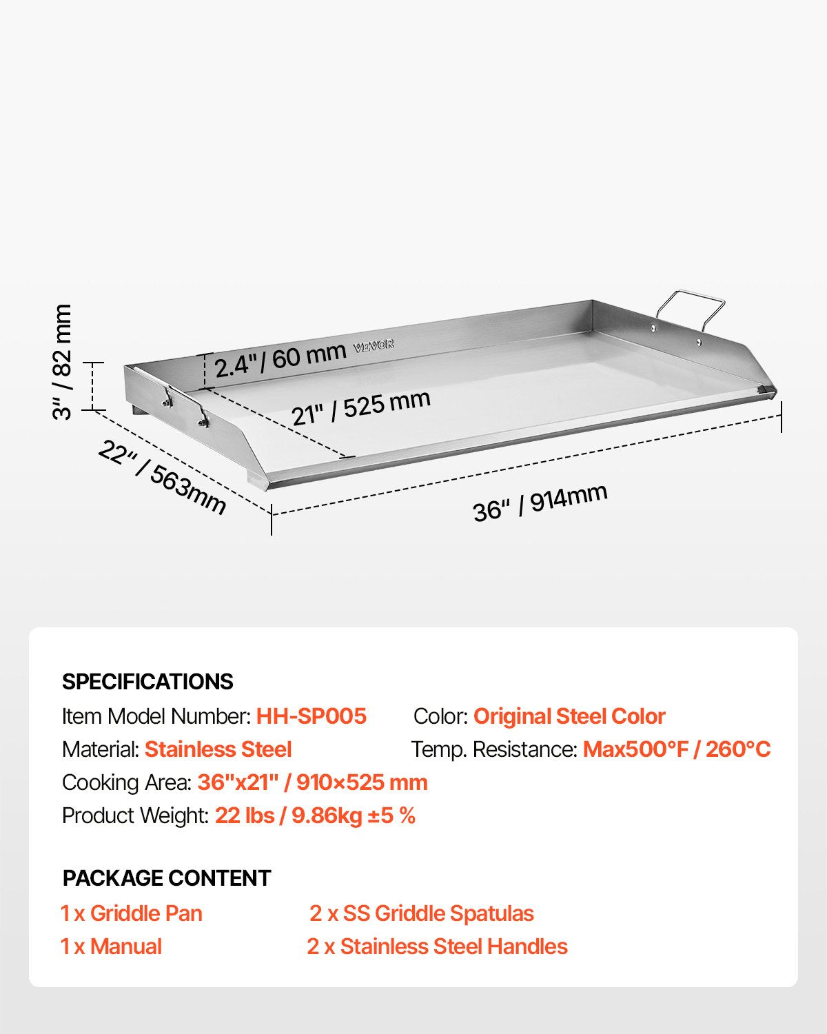 Edelstahl-Grillplatte, 91 x 56 cm (36 x 22 Zoll), universelle flache rechteckige Platte, Gasgrill-Grillplatte für BBQ-Grill, Teppanyaki, tragbares Familienkochgeschirr mit Griff, für Camping, Grillpartys