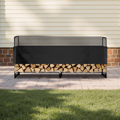 2.4m Outdoor Firewood Rack with Cover, 244 cm x 36 cm x 117 cm, Heavy Duty Firewood Holder & 600D Oxford Waterproof Cover for Fireplace, Patio, Indoor/Outdoor Log Storage Rack for 1/2 Cord of Firewood