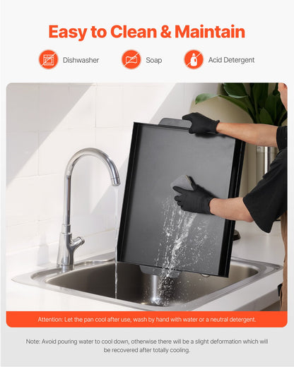 Grillplatte aus Kohlenstoffstahl, 56 x 41 cm (22 x 16 Zoll), universelle, flache, rechteckige Platte, Gasgrillplatte für BBQ, Teppanyaki, tragbares Familienkochgeschirr, für Camping, Grillpartys, Schwarz