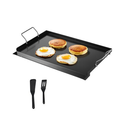 Grillplatte aus Kohlenstoffstahl, 61 x 41 cm (24 x 16 Zoll), universelle, flache, rechteckige Platte, Gasgrillplatte für BBQ-Grill, Teppanyaki, tragbares Familienkochgeschirr mit Griff, für Camping, Grillpartys