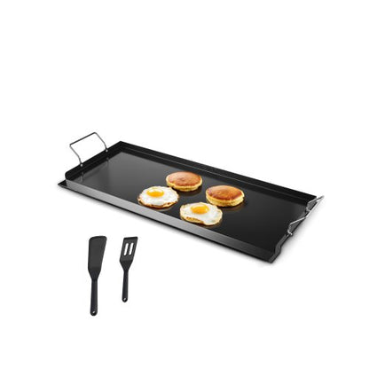 Grillplatte aus Kohlenstoffstahl, 81 x 36 cm (32 x 14 Zoll), universelle, flache, rechteckige Platte, Gasgrillplatte für BBQ-Grill, Teppanyaki, tragbares Familienkochgeschirr mit Griff, für Camping, Grillpartys