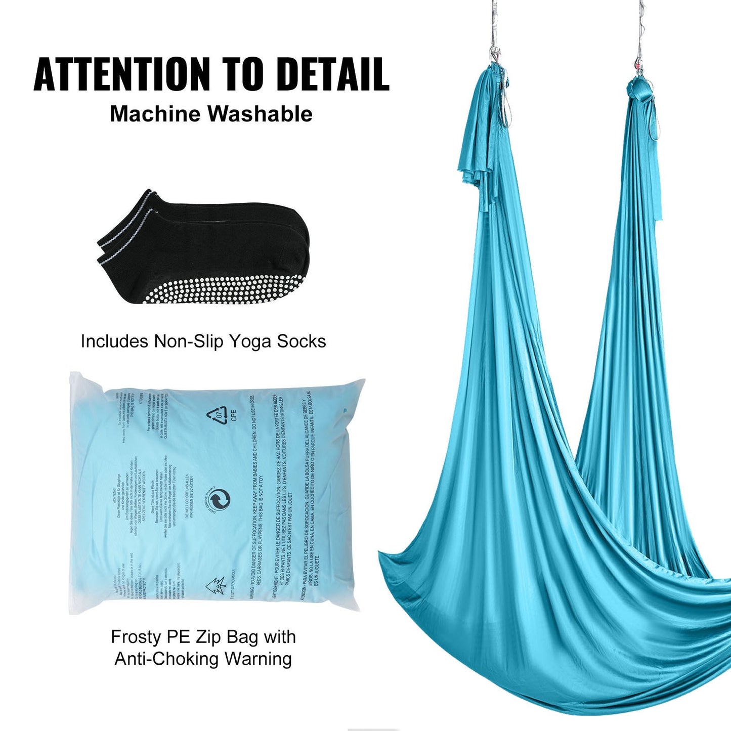 Aerial Silk & Yoga Swing, 11 Yards, Aerial Yoga Hammock Kit with 100gsm Nylon Fabric, Full Rigging Hardware & Easy Set-up Guide, Antigravity Flying for All Levels Fitness Bodybuilding, Blue