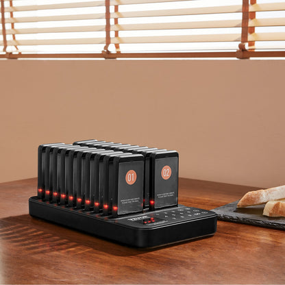 Restaurant-Pagersystem, kabellos, 400 m Reichweite, Warteschlangensignal, Gästeruf-Piepser mit Vibrations- und Blinkfunktion, 20 Summer für Imbisswagen, Kirchen, Kindergärten, Krankenhäuser