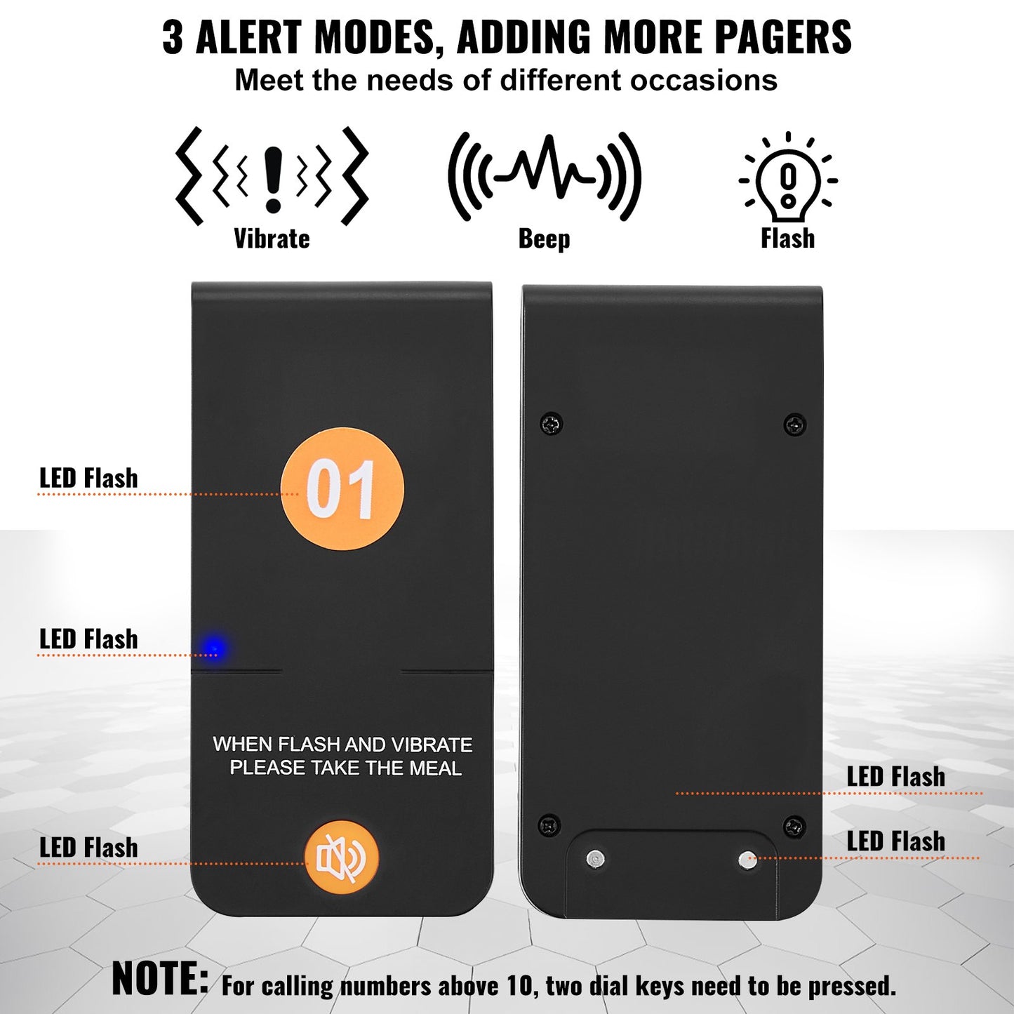 Restaurant-Pagersystem, kabellos, 500 m Reichweite, Warteschlangensignal, Gästeruf-Piepser mit Vibrations- und Blinkfunktion, 16 Summer für Imbisswagen, Kirchen, Kindergärten, Krankenhäuser