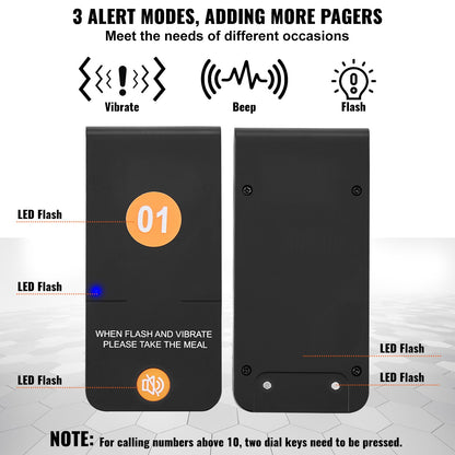 Restaurant-Pagersystem, kabellos, 500 m Reichweite, Warteschlangensignal, Gästeruf-Piepser mit Vibrations- und Blinkfunktion, 16 Summer für Imbisswagen, Kirchen, Kindergärten, Krankenhäuser