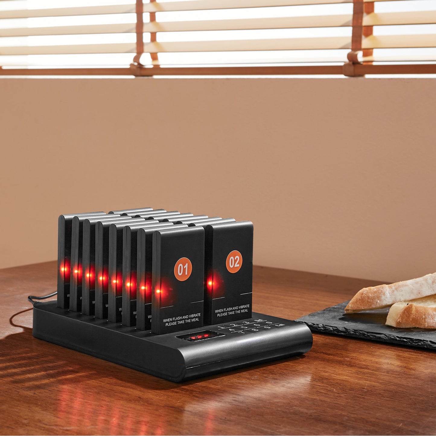 Restaurant-Pagersystem, kabellos, 500 m Reichweite, Warteschlangensignal, Gästeruf-Piepser mit Vibrations- und Blinkfunktion, 16 Summer für Imbisswagen, Kirchen, Kindergärten, Krankenhäuser
