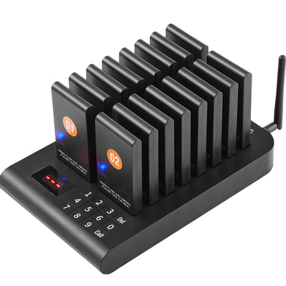 Restaurant-Pagersystem, kabellos, 500 m Reichweite, Warteschlangensignal, Gästeruf-Piepser mit Vibrations- und Blinkfunktion, 16 Summer für Imbisswagen, Kirchen, Kindergärten, Krankenhäuser