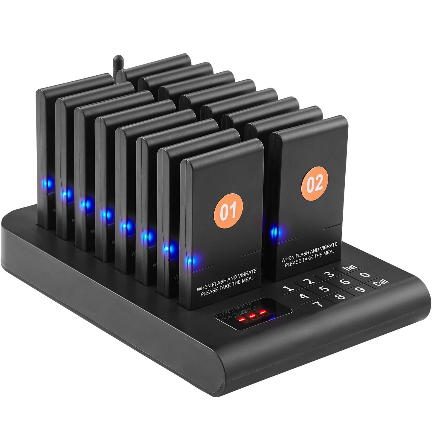 Restaurant-Pagersystem, kabellos, 500 m Reichweite, Warteschlangensignal, Gästeruf-Piepser mit Vibrations- und Blinkfunktion, 16 Summer für Imbisswagen, Kirchen, Kindergärten, Krankenhäuser