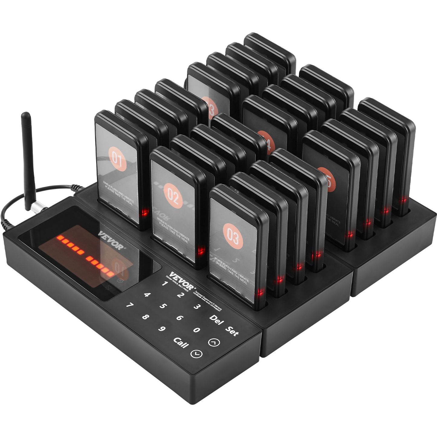 Restaurant-Pagersystem, kabellos, 400 m Reichweite, Warteschlangensignal, Gästeruf-Piepser mit Vibrations- und Blinkfunktion, 24 Summer für Imbisswagen, Kirchen, Kindergärten, Krankenhäuser