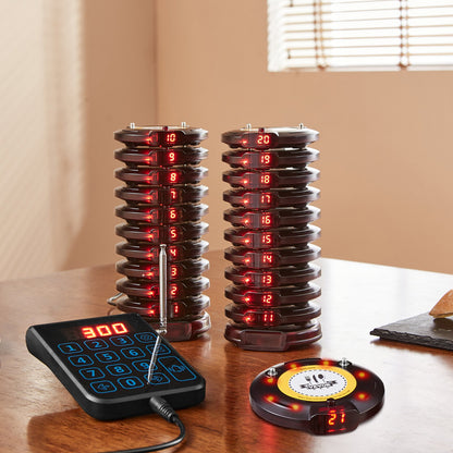 Restaurant-Pagersystem, kabellos, 500 m Reichweite, Warteschlangensignal, Gästeruf-Piepser mit Vibrations- und Blinkfunktion, 20 Summer für Imbisswagen, Kirchen, Kindergärten, Krankenhäuser