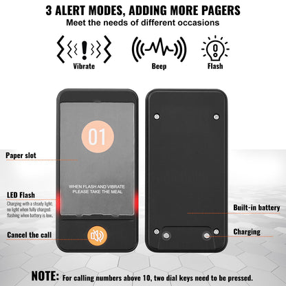 Restaurant-Pagersystem, kabellos, 400 m Reichweite, Warteschlangensignal, Gästeruf-Piepser mit Vibrations- und Blinkfunktion, 10 Summer für Imbisswagen, Kirchen, Kindergärten, Krankenhäuser