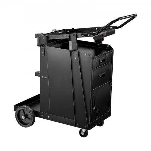Welding Cart, 2 Drawers Welder Cart Heavy Duty with Anti-Theft Lockable Cabinet, 350LBS Static Weight Capacity, 360° Swivel Wheels, Tank Storage Safety Chains for MIG TIG Welder, Plasma Cutter