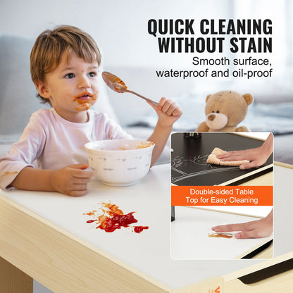 Kindertisch- und Stuhlset, Aktivitätstisch aus Holz mit Stauraum und Boxen, Spieltisch für Kleinkinder zum Malen, Basteln, Lesen und Lernen