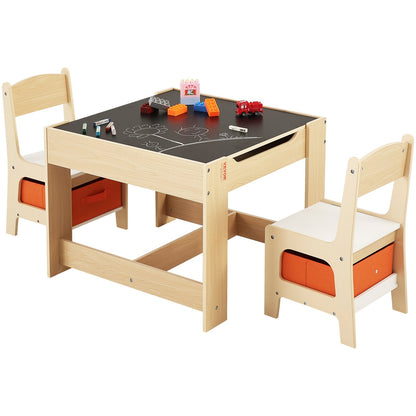 Kindertisch- und Stuhlset, Aktivitätstisch aus Holz mit Stauraum und Boxen, Spieltisch für Kleinkinder zum Malen, Basteln, Lesen und Lernen