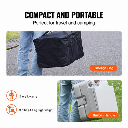 Portable Toilet for Camping with Carry Bag, RV Toilet with 3.2 Gal Waste Tank, Push-Button Pressurized Flush Commode, Leak-proof and Odourless Travel Toilet for Adults Kids Camping Car