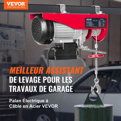 Electric Hoist, 798 kg Lifting Capacity, 1450W 220V Electric Steel Wire Winch with Wireless Remote Control, 1219 cm Single Cable Lifting Height & Pure Copper Motor, for Garage Warehouse Factory