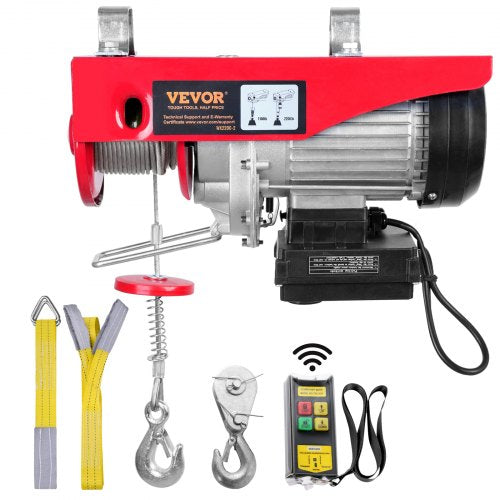 Electric Hoist 2200 lb Electric Winch Wire Rope 1600W 220V Wireless Remote Control Lifting Electric Jack Portable Winch Electric Capstan