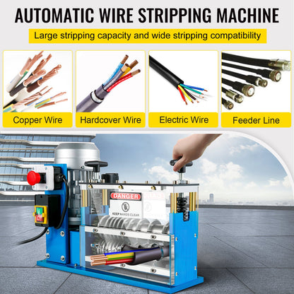 Electric Wire Stripping Machine, 1.5-38 mm Automatic Wire Stripping Machine, 11 Channels 10 Blades Cable Stripping Machine, Wire Stripping Tool 2286 cm/Minute, for Recycling Copper Wire