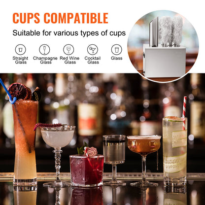 Weinglaspoliermaschine, 5-Bürsten-Glaspoliermaschine, 330 Tassen/Stunde, elektrische Gewerbe-Glaspoliermaschine für Champagnergläser, Biergläser, Krüge, ideal für Bars, Restaurants und Küchen