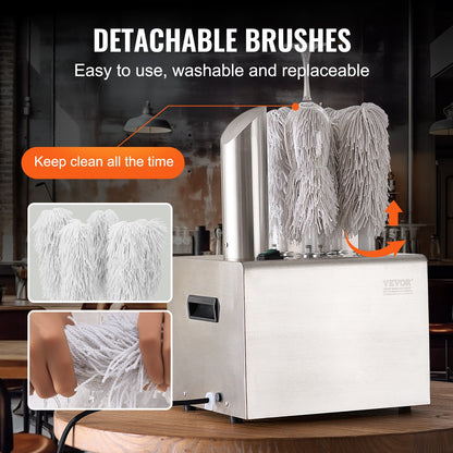 Weinglaspoliermaschine, 5-Bürsten-Glaspoliermaschine, 330 Tassen/Stunde, elektrische Gewerbe-Glaspoliermaschine für Champagnergläser, Biergläser, Krüge, ideal für Bars, Restaurants und Küchen