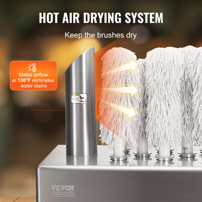 Weinglaspoliermaschine, 8-Bürsten-Glaspoliermaschine, 660 Tassen/Stunde, elektrische Gewerbe-Glaspoliermaschine für Champagnergläser, Biergläser, Krüge, ideal für Bars, Restaurants und Küchen