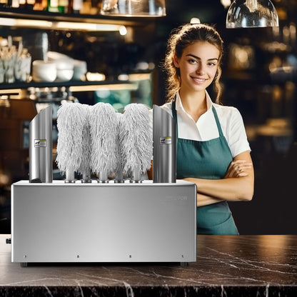 Weinglaspoliermaschine, 8-Bürsten-Glaspoliermaschine, 660 Tassen/Stunde, elektrische Gewerbe-Glaspoliermaschine für Champagnergläser, Biergläser, Krüge, ideal für Bars, Restaurants und Küchen