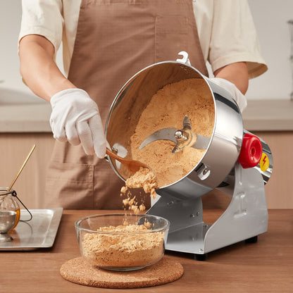 Elektrische Getreidemühle (2000 g), Hochgeschwindigkeits-Gewürzmühle (3400 W), Pulverisiermaschine aus Edelstahl für trockene Körner, Gewürze, Getreide, Kaffee, Mais, Pfeffer, Schwenkmechanismus