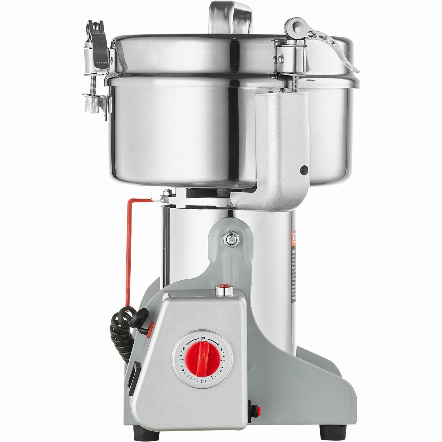 Elektrische Getreidemühle (2000 g), Hochgeschwindigkeits-Gewürzmühle (3400 W), Pulverisiermaschine aus Edelstahl für trockene Körner, Gewürze, Getreide, Kaffee, Mais, Pfeffer, Schwenkmechanismus