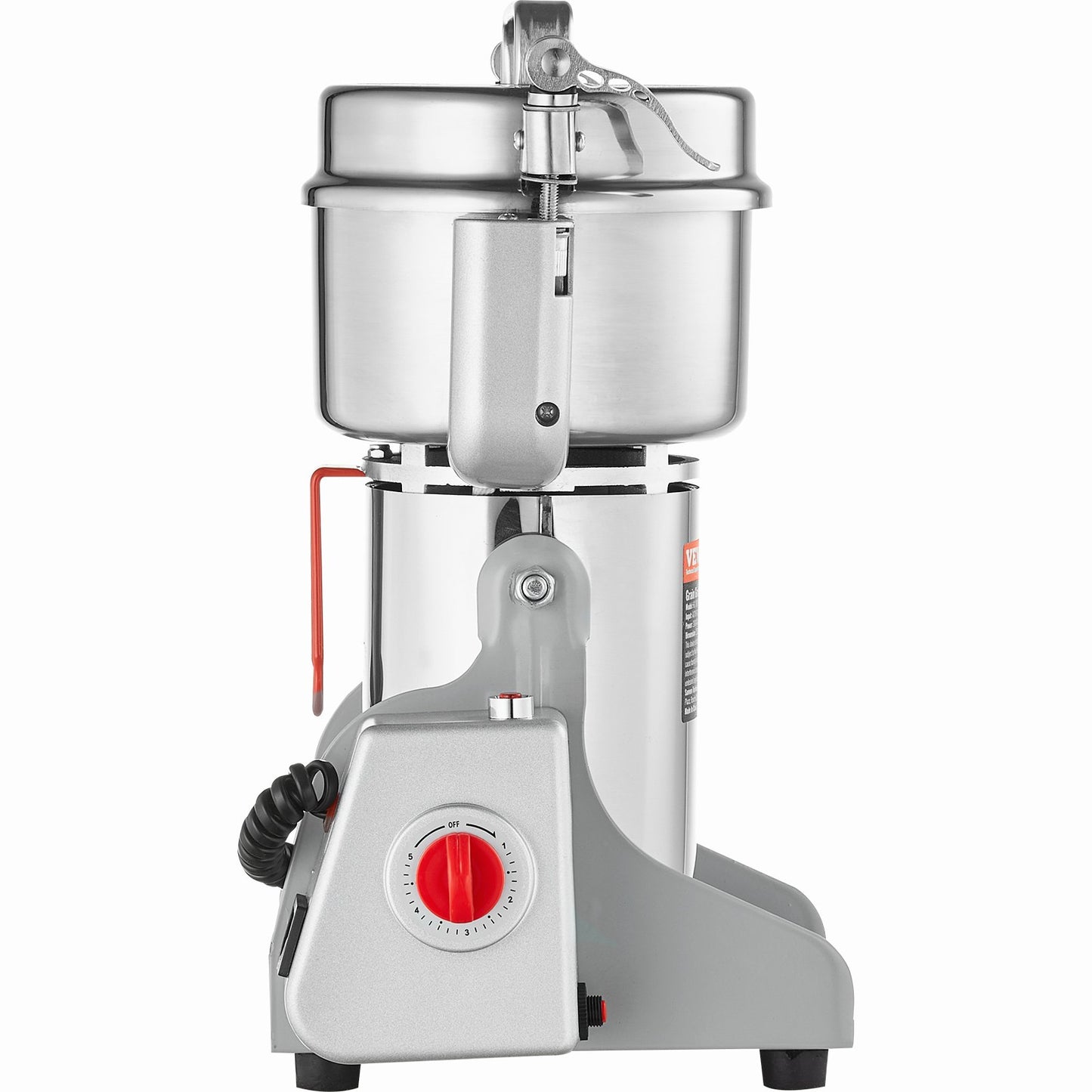 Elektrische Getreidemühle (500 g), Hochleistungs-Gewürzmühle (2000 W), Pulverisiermaschine aus Edelstahl für trockene Körner, Gewürze, Getreide, Kaffee, Mais, Pfeffer, Schwenkmechanismus
