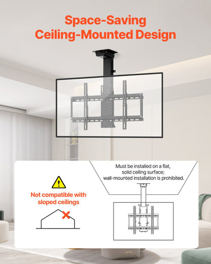 Motorized Ceiling TV Mount, TV Wall Mount for 32 to 55 Inch TV, Electric Adjustable Ceiling TV Mount, Motorized Flip Down TV Mount Bracket with Max VESA 24 x 16 in, Fits TVs Up to 120 lbs
