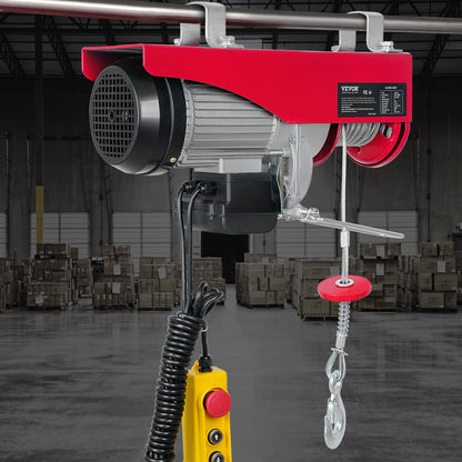 Electric Hoist, 998 kg Lifting Capacity, 1600W 220V Electric Steel Wire Winch with 427 cm Wired Remote Control, 1219 cm Single Cable Lifting Height & Pure Copper Motor, for Garage Warehouse Factory