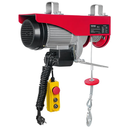 Electric Hoist, 998 kg Lifting Capacity, 1600W 220V Electric Steel Wire Winch with 427 cm Wired Remote Control, 1219 cm Single Cable Lifting Height & Pure Copper Motor, for Garage Warehouse Factory