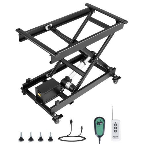 Elektrischer Hubtisch, 150 kg Tragkraft, einseitiger Scherenhubtisch, 20–70 cm höhenverstellbare Hubplattform, Couchtisch-Hubtisch mit 4 Rollen, für Materialtransport und -handhabung, Schwarz