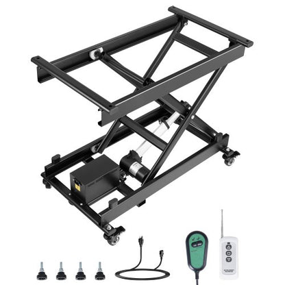 Elektrischer Hubtisch, 150 kg Tragkraft, einseitiger Scherenhubtisch, 20–70 cm höhenverstellbare Hubplattform, Couchtisch-Hubtisch mit 4 Rollen, für Materialtransport und -handhabung, Schwarz