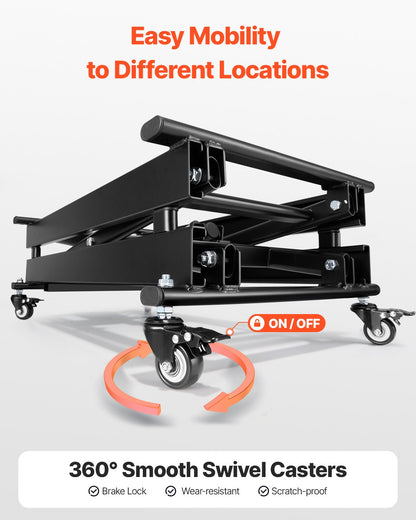 Elektrischer Hubtisch, 150 kg Tragkraft, einseitiger Scherenhubtisch, 20–70 cm höhenverstellbare Hubplattform, Couchtisch-Hubtisch mit 4 Rollen, für Materialtransport und -handhabung, Schwarz