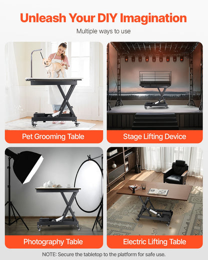 Elektrischer Hubtisch, 150 kg Tragkraft, einseitiger Scherenhubtisch, 20–70 cm höhenverstellbare Hubplattform, Couchtisch-Hubtisch mit 4 Rollen, für Materialtransport und -handhabung, Schwarz