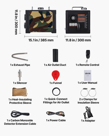 Dieselheizung, 8 kW, 12 V/24 V Gleichstrom, tragbare All-in-One-Diesel-Luftheizung mit Bluetooth-App-Steuerung, Fernbedienung und LCD-Bildschirm, 7-Liter-Kraftstofftank für Lkw, Transporter, Wohnmobile, Camper und Garagen