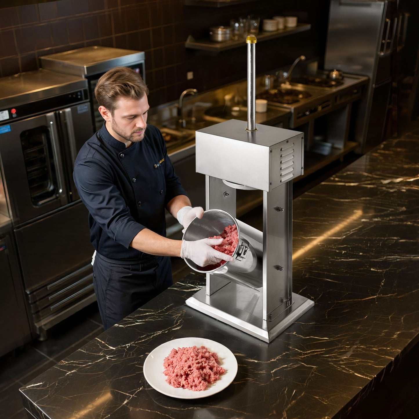 Electric Sausage Stuffer, 25 LBS / 12 L Vertical Meat Stuffer, Stepless Speed Control and Foot Pedal, Stainless Steel Heavy Duty Sausage Filler with 4 Stuffing Tubes, for Commercial & Home Use