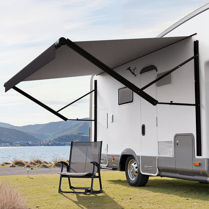 Motorized RV Awning Complete Kit, 14' Retractable Awning with Aluminum Alloy Frame, Outdoor Trailer Awning, Fit for Most RVs(Black Fade)