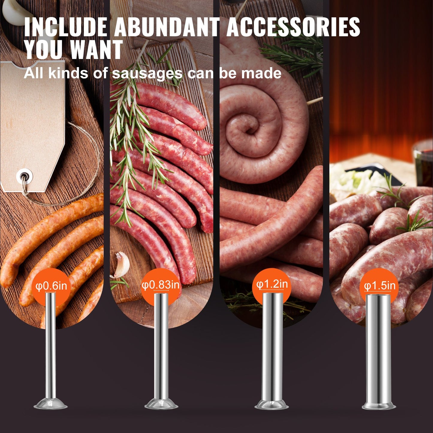 Electric Stuffer, 15L Large Capacity, 260W Vertical Sausage Stuffer with Speed Stepless, 304 Stainless Steel Sausage Machine with 4 Stuffing Tubes, Foot Pedal for Household or Commercial Use