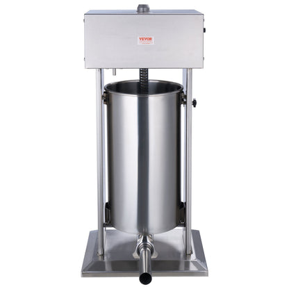 Elektrischer Wurstfüller, 25 l / 55 lbs (ca. 25 kg), vertikaler Fleischfüller, 400-W-Motor, stufenlose Geschwindigkeitsregelung und Fußpedal, aus lebensmittelechtem Edelstahl 304, 5 Füllrohre für den privaten und gewerblichen Gebrauch