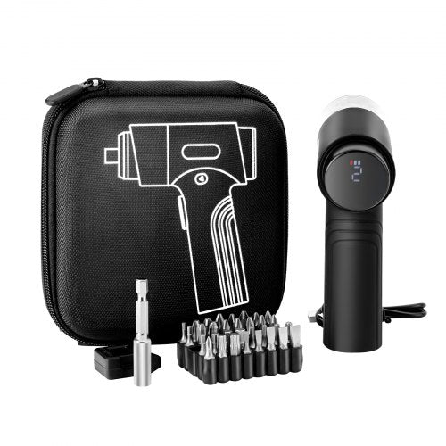 Elektrischer Schraubendreher, 7 Drehmomenteinstellungen (0,5–5 Nm), 2500-mAh-Akku, Akku-Schraubendreher-Set mit 32 1/4-Zoll-Bits, Digitalanzeige, LED-Licht, USB-C-Ladeanschluss, für elektrische Reparaturen an Möbeln