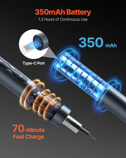 Elektrisches Präzisionsschraubendreher-Set, 48 magnetische Bits, Mini-Elektroschraubendreher mit magnetischer Aufbewahrungsbox, S2-Stahlbits, LED-Licht, USB-C-Ladeanschluss, für die Reparatur von Handys, Laptops und anderen Elektronikgeräten
