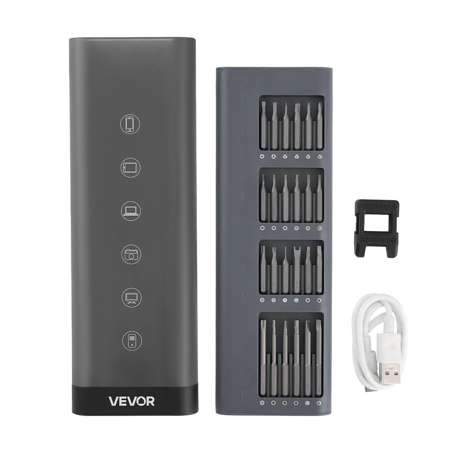 Elektrisches Präzisionsschraubendreher-Set, 48 magnetische Bits, Mini-Elektroschraubendreher mit magnetischer Aufbewahrungsbox, S2-Stahlbits, LED-Licht, USB-C-Ladeanschluss, für die Reparatur von Handys, Laptops und anderen Elektronikgeräten